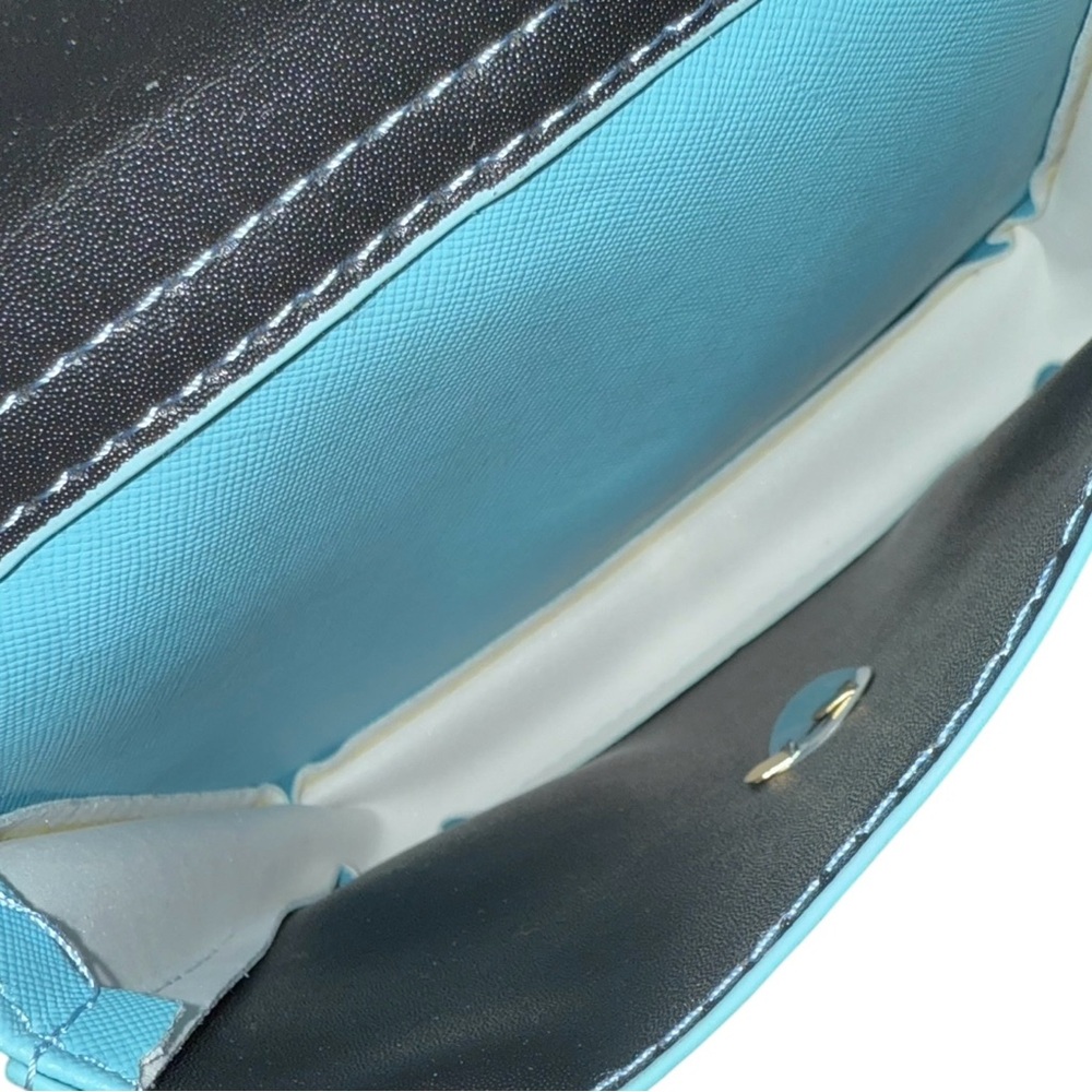 Sky Blue Leather Mini Backpack with Bow - Picture 8 of 10